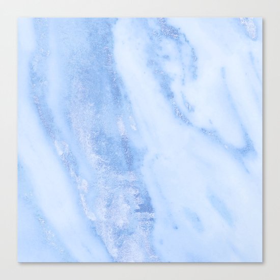 Shimmery Pure Cerulean Blue Marble Metallic Canvas Print