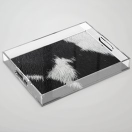 Black Cowhide, Cow Skin Print Pattern, Modern Cowhide Faux Leather Acrylic Tray