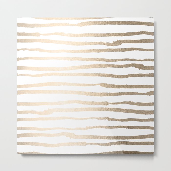 White Gold Sands Painted Lines Metal Print