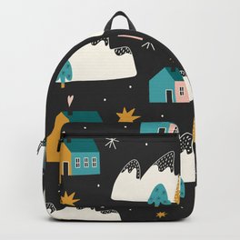 Winter Houses Christmas Pattern Mountains, Tree, Mountains Backpack