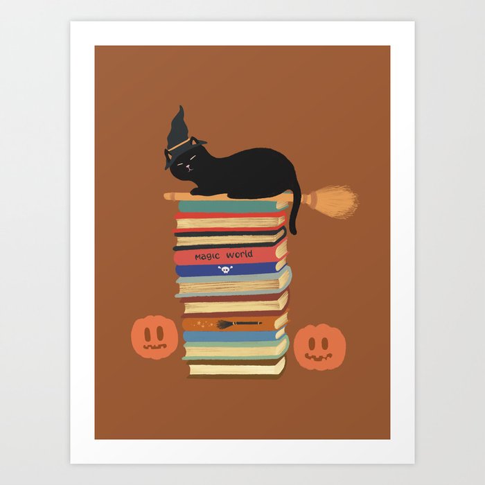 Hidden cat 47 Halloween magician  Art Print