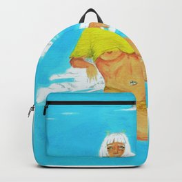 Cloud 9 Backpack | Underboob, Freethenipple, Painting, Yellow, Supportwomen, Sky, Soft, Woman, Babe, Blue 