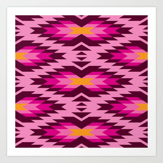 Tribal pattern - pink Art Print