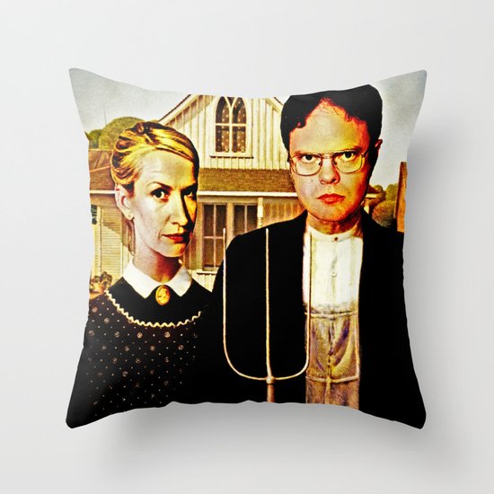 Dwight Schrute & Angela Martin (The Office: American Gothic) Throw Pillow