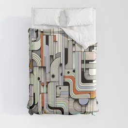 Mid Century Pen and Ink Geometric Abstract Duvet Cover
