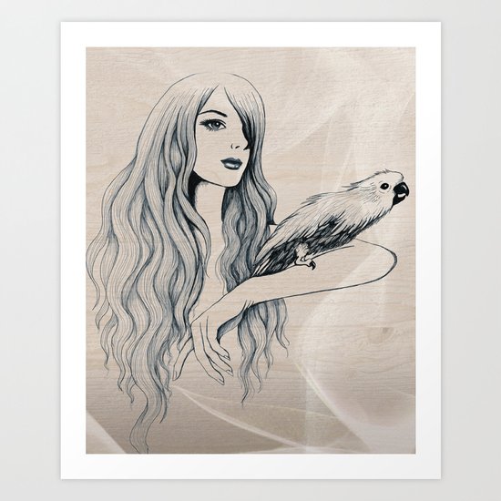 Parrot Girl 2 Art Print