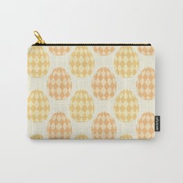 Hand-painted Checkered Easter Egg Pattern, Festive Eggs with Beautiful Acrylic / Oil Texture in Spring Pastel Golden Orange, Yellow, Cream, Beige and Ochre Color Carry-All Pouch