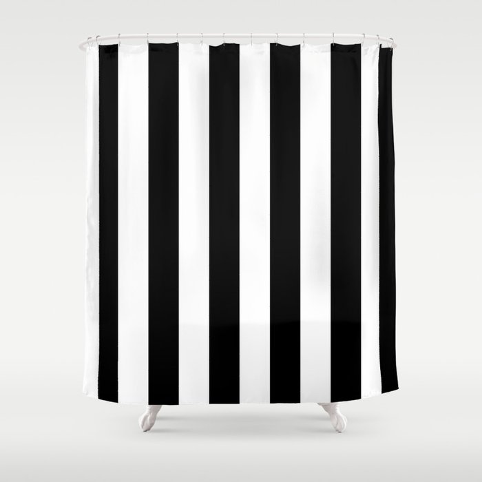 Black & White Vertical Stripes - Mix & Match with Simplicity of Life Shower Curtain