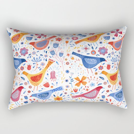 Birds in a Garden Rectangular Pillow