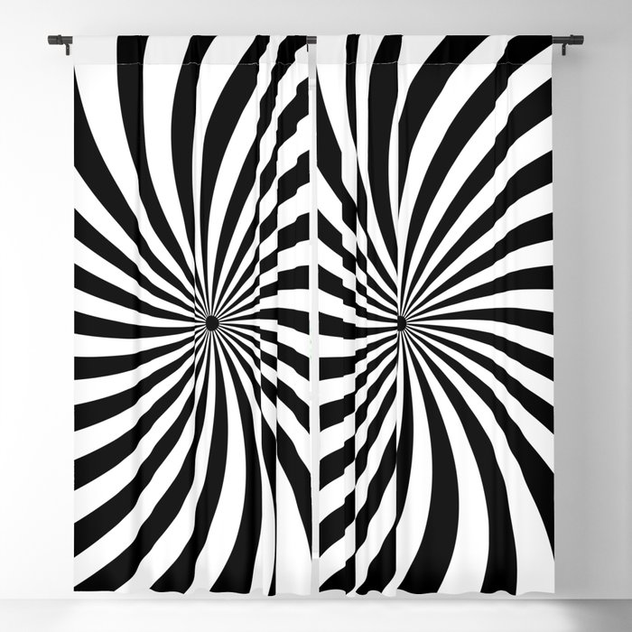 Retro 60s Black And White Spiral Blackout Curtain