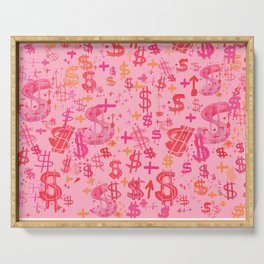 Pink Dollar Signs Serving Tray