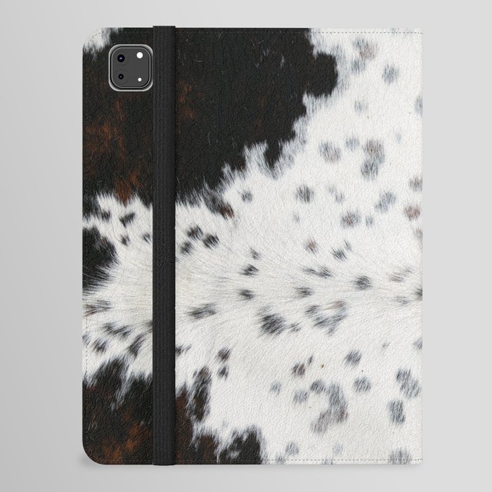 Cowhide, Cow Skin Print Pattern Modern, Cowhide Faux Leather iPad Folio Case