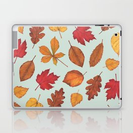 Autumn Leaves Illustration Pattern | Pale Green Leaves Pattern | Oak Linden Maple pattern Laptop & iPad Skin