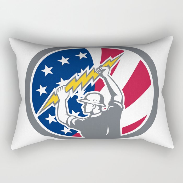 American Electrician USA Flag Icon Rectangular Pillow