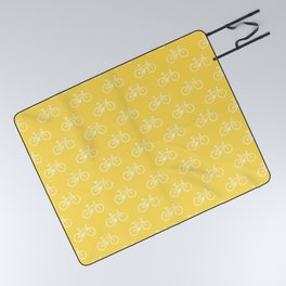 bicycles textured - yellow Picnic Blanket