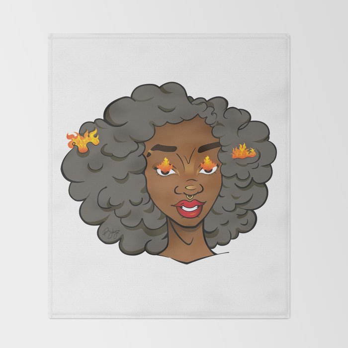 Stormy Grey Edda Melaninated Girl Power Black Girl Magic Throw Blanket By Rukiyakamaria Society6