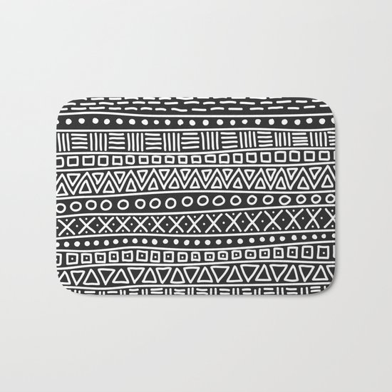 Geometric Doodle Plaid Bath Mat