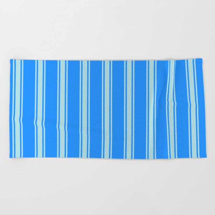 Blue & Powder Blue Colored Lines/Stripes Pattern Beach Towel