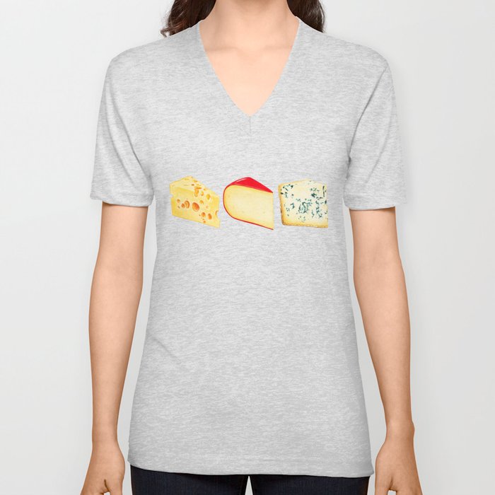 Cheese Pattern - White V Neck T Shirt