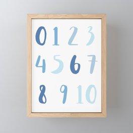 Numbers - Blue Color Framed Mini Art Print