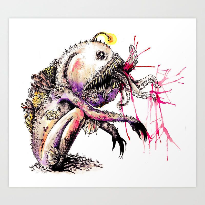 Sea Monster Art Print By Creepy Little Drawings Society6