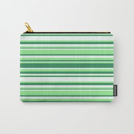 [ Thumbnail: Light Green, Sea Green & Mint Cream Colored Striped Pattern Carry-All Pouch ]