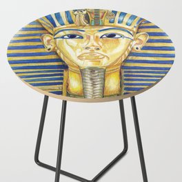 King Tut Colored Pencil Travel Art, Ancient Egypt  Side Table