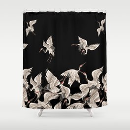 Seamless pattern with Japanese white cranes Shower Curtain