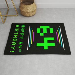 [ Thumbnail: 64th Birthday - Nerdy Geeky Pixelated 8-Bit Computing Graphics Inspired Look Rug ]