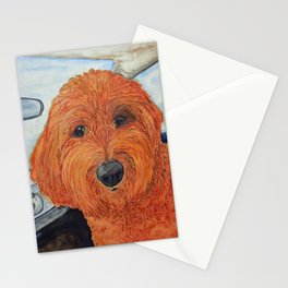Goldendoodle in the Car Stationery Cards | Animal, Funny, Painting 