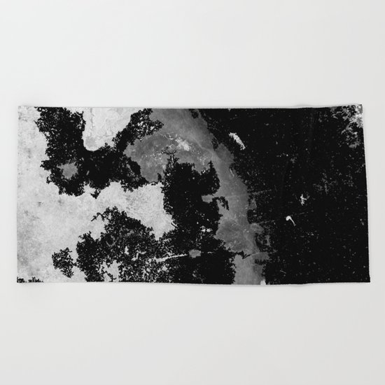 Lost In The Mystery - Abstract, black and white painting Beach Towel