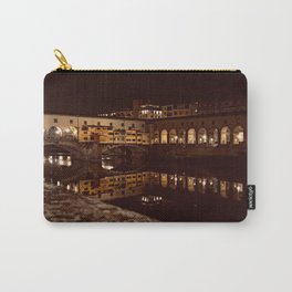 Italy night in Florence Carry-All Pouch | Florence, Viaggio, Double Exposure, Toscana, Night, Citylights, Black And White, Bridge, Italy, River 