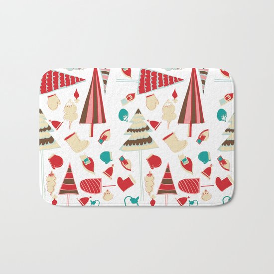 Vintage Christmas white Bath Mat