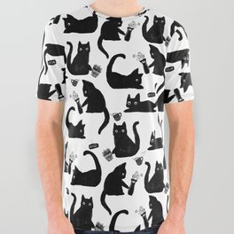 Bad Cats Knocking Stuff Over All Over Graphic Tee