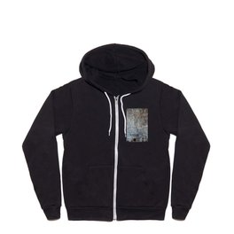 Abstract Grey with White Cloud Zip Hoodie