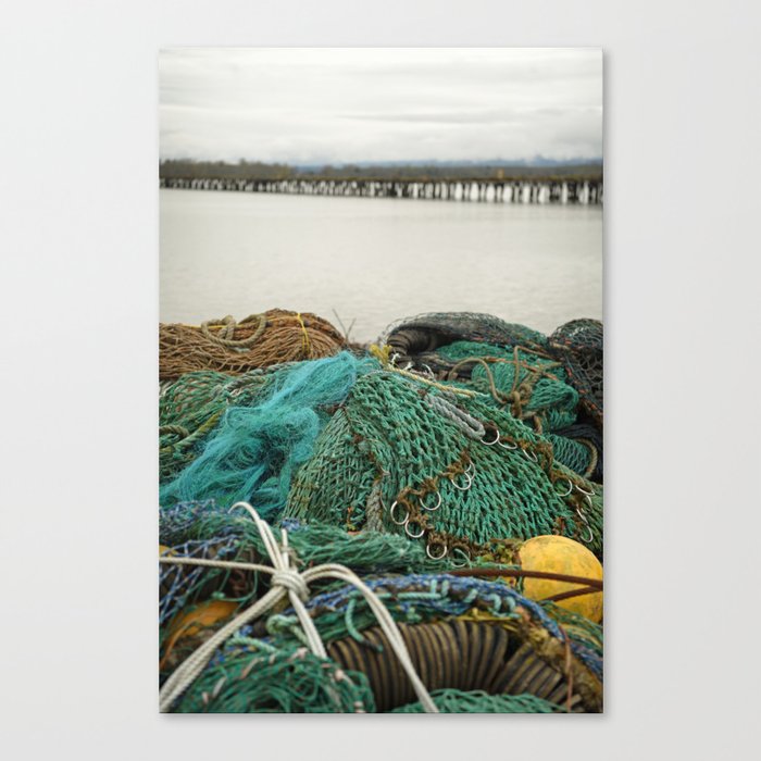 Fishing Gear Nets Nautical Fisherman Boat Northwest Columbia River Oregon Washington Pacific Ocean Shipyard Industrial Canvas Print