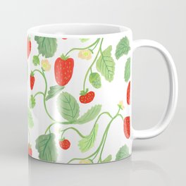 Vintage Strawberry Vine, Whimsical, Watercolor, Summer Fruit, Berry, Pattern Mug