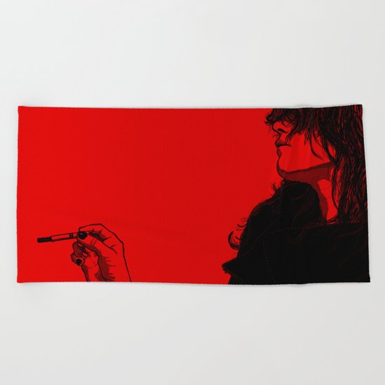 Smoking (Black on Red Variant) Beach Towel
