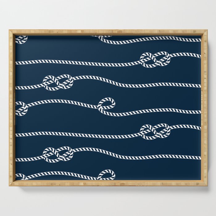 Seamless marine pattern, rope weave Serving Tray