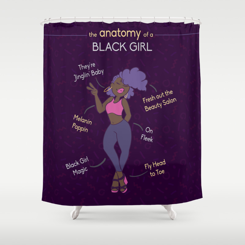 Anatomy Of A Black Girl Shower Curtain, Shower Curtain Black Girl