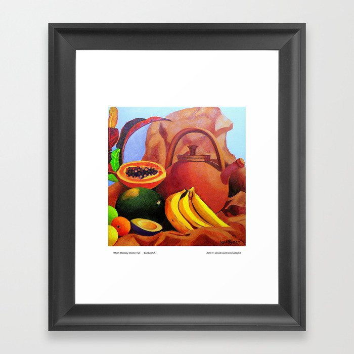 When Monkey Meets Fruit BARBADOS Framed Art Print
