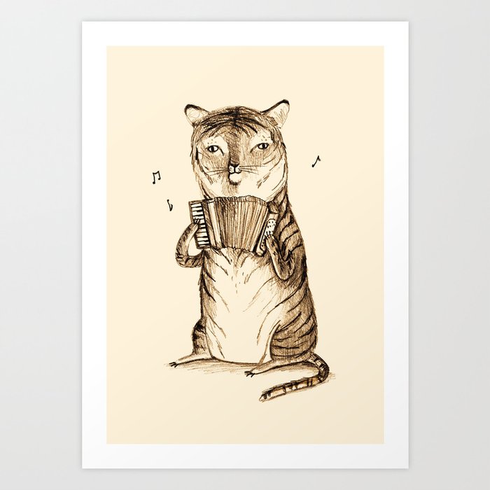 Accordion Tiger Art Print