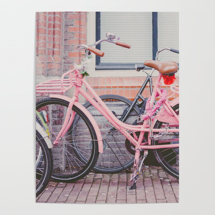 Pink Bike in Amsterdam Poster by Hello Twiggs Society6