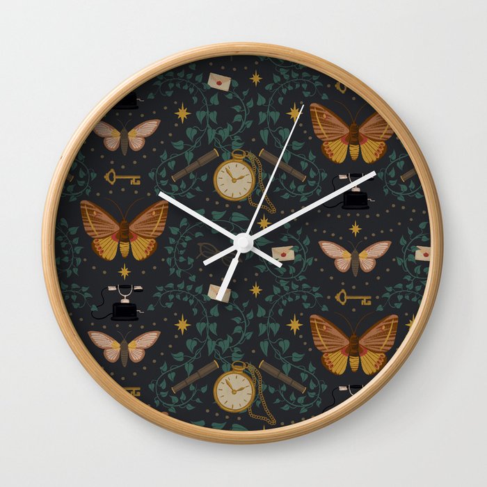 Gothic Dark Academia Damask Wall Clock