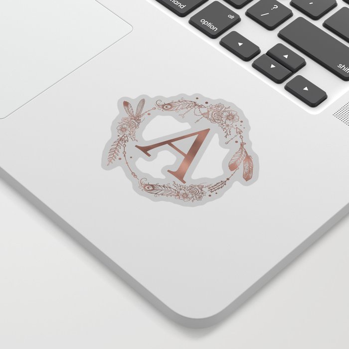 Letter A Rose Gold Pink Initial Monogram Sticker by Nature Magick