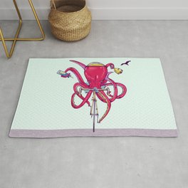 Octopus Riding a bike Rug | Animalridingabike, Octopuses, Octopus, Drawing, Bicycle, Tour, Bikerace, Cyclist, Cartoonoctopus, Roadbike 