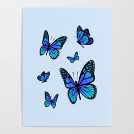 Butterfly Blues | Blue Morpho Butterflies Collage Poster