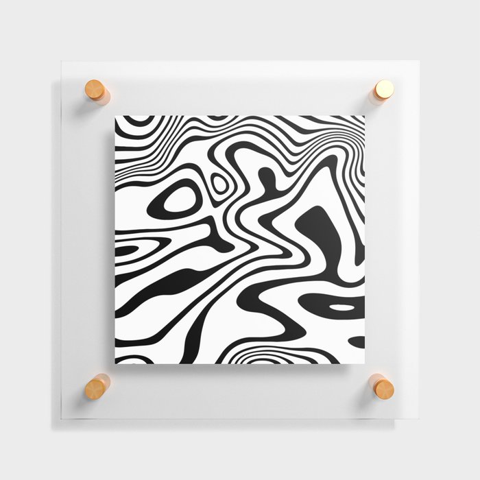 Organic Shapes And Lines Black And White Optical Art Floating Acrylic Print