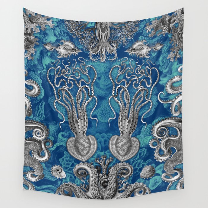 The Kraken (Blue - No Text, Alt.) Wall Tapestry