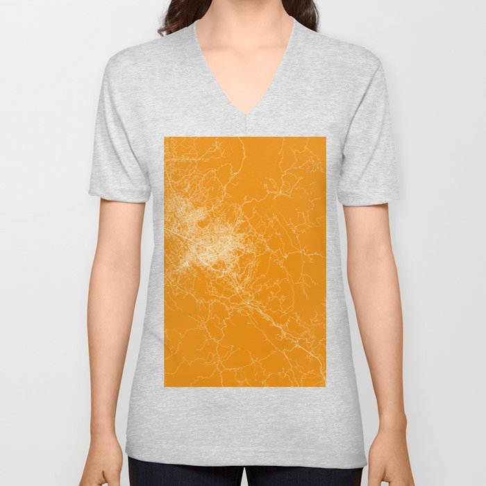 Tirana, Albania Map Illustration - Sunny Geography V Neck T Shirt